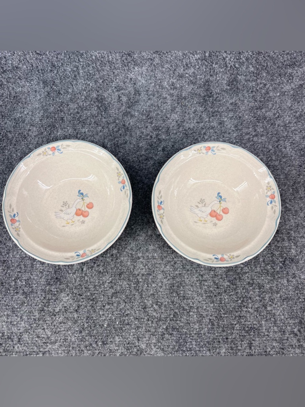2 Vintage Marmalade by International 6-3/4” Rim Cereal Bowl Geese CottageCore